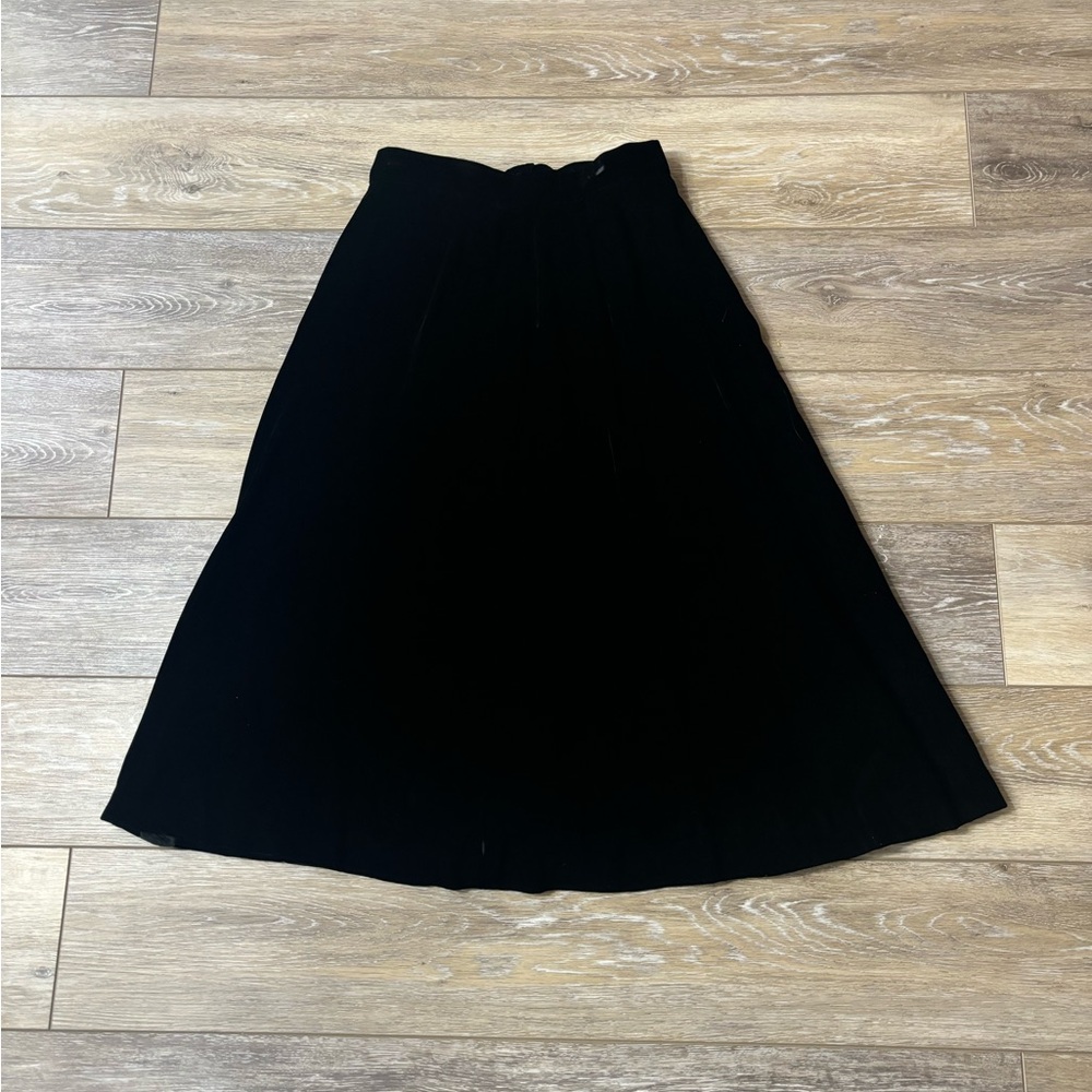 Oscar De La Renta Skirt Sz 9 Black Velvet Vtg 70s/80s High Rise Holiday Party